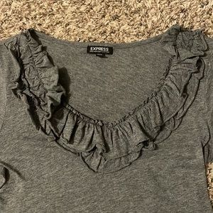 Grey ruffle top worn once!!